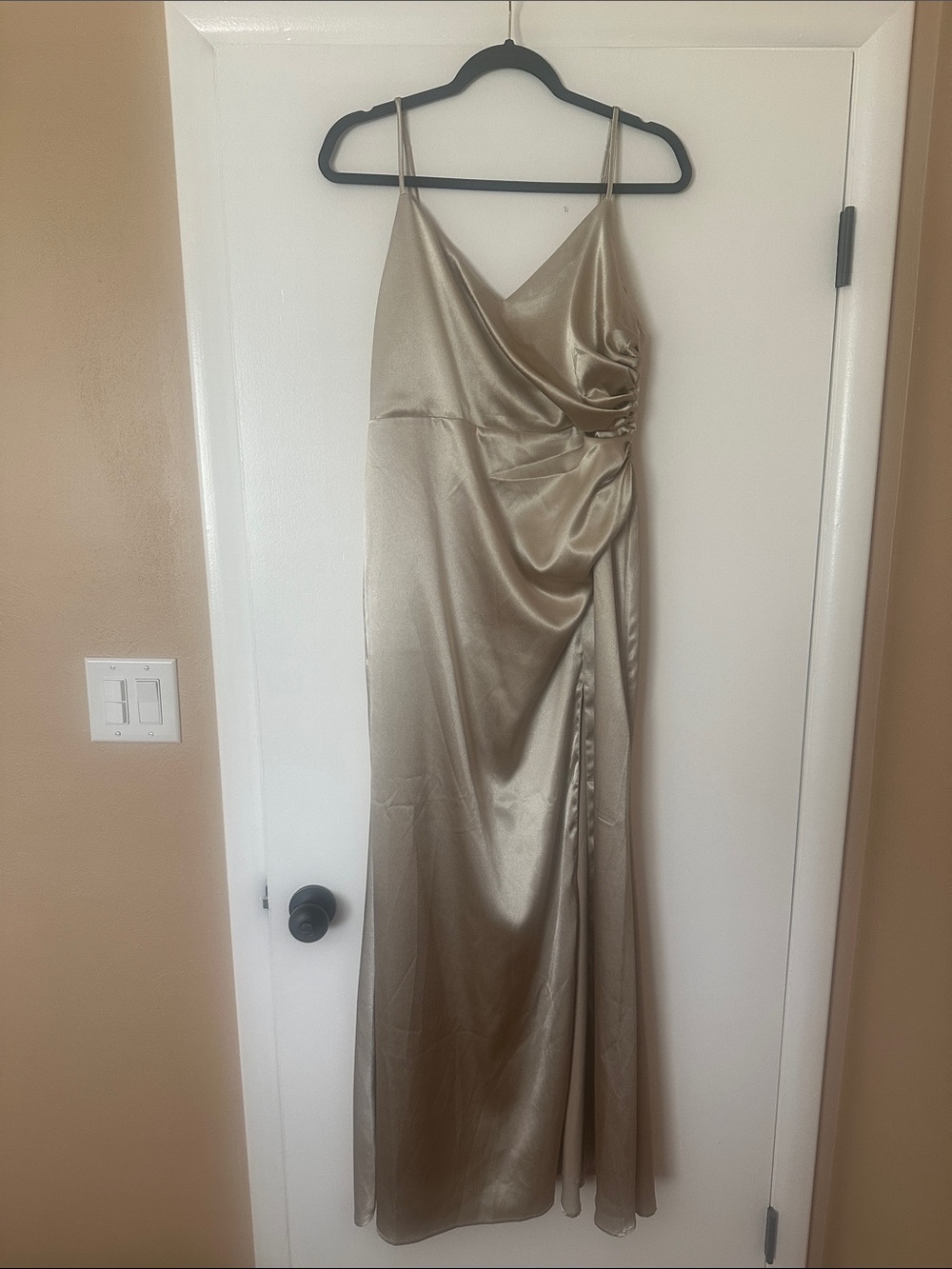 Birdy Grey Satin Champagne Bridesmaids Dress